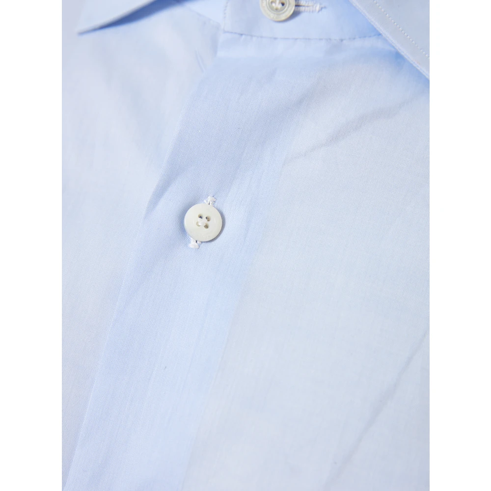 Finamore Italiaans katoenen overhemd 100% katoen Blue Heren