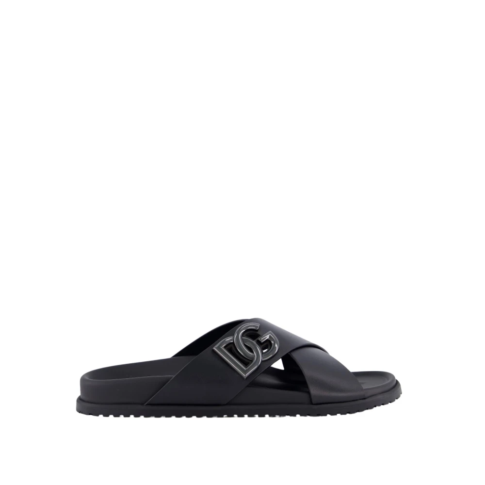 Dolce & Gabbana Men's Black Sliders,, Coastal Sandals Size 5 Uk