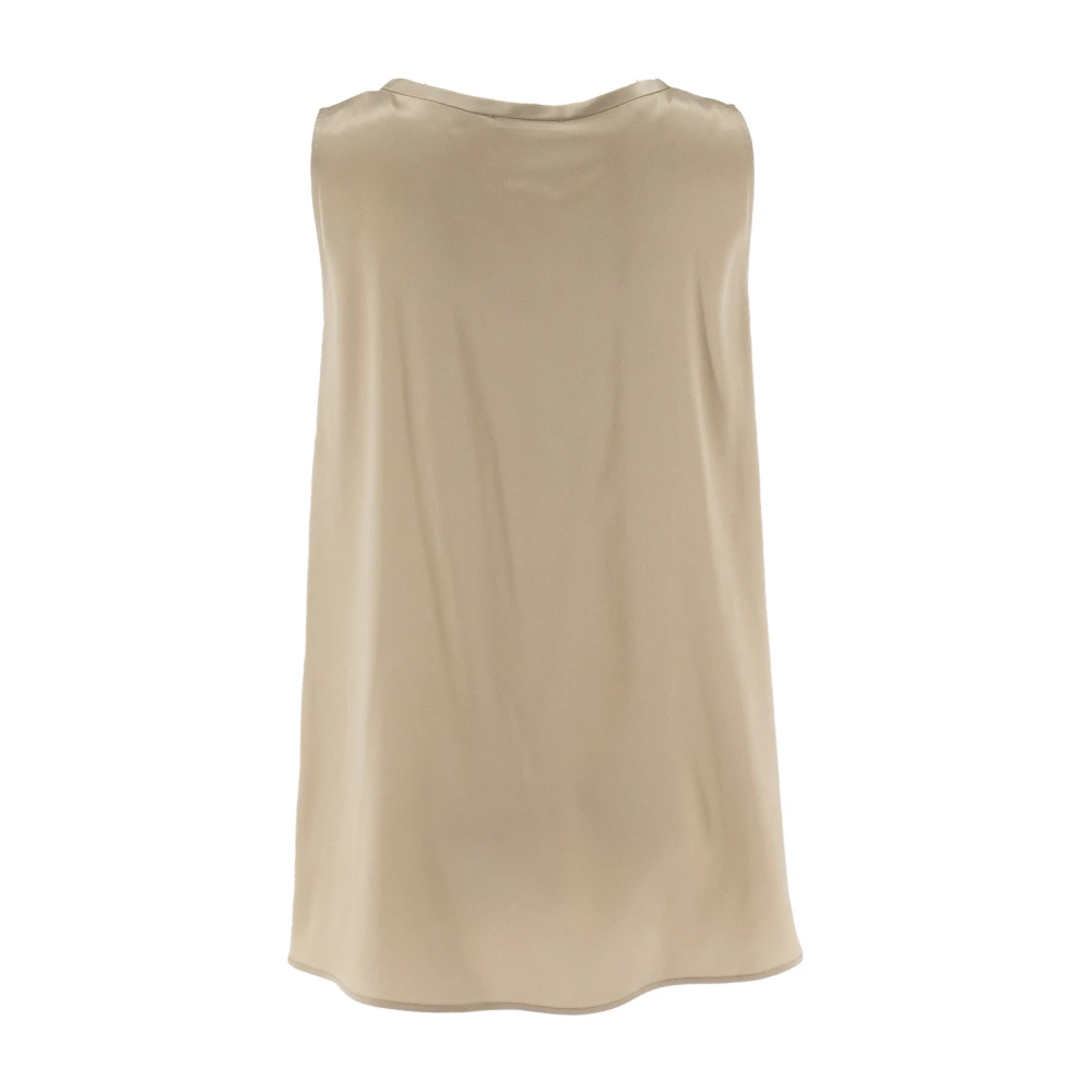 Panicale Zijden Crew Neck Top met Luminous Details Beige Dames