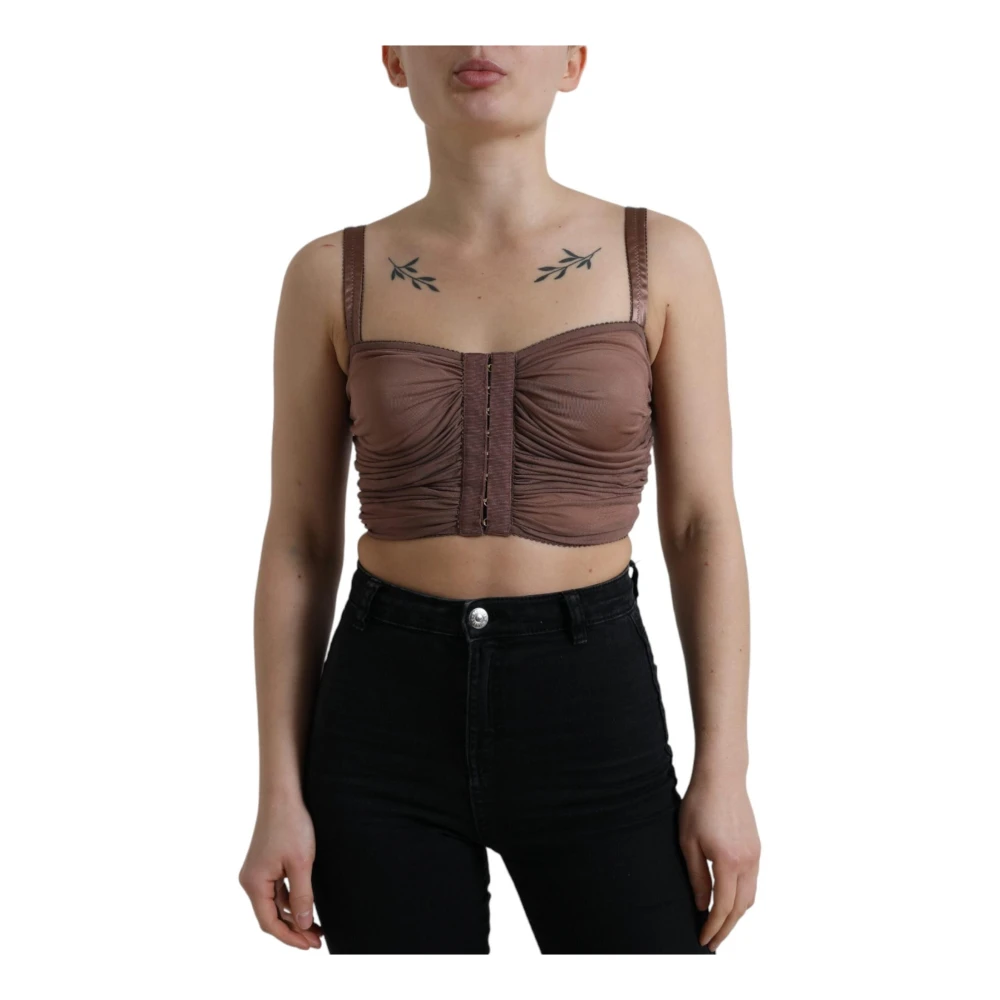 Dolce & Gabbana Women's Brown Sleeveless Cropped Top