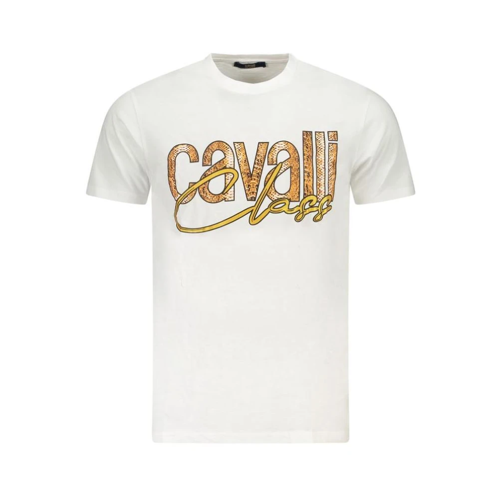 Cavalli Class Men's White T-Shirts,, Chic Logo Tee Large
