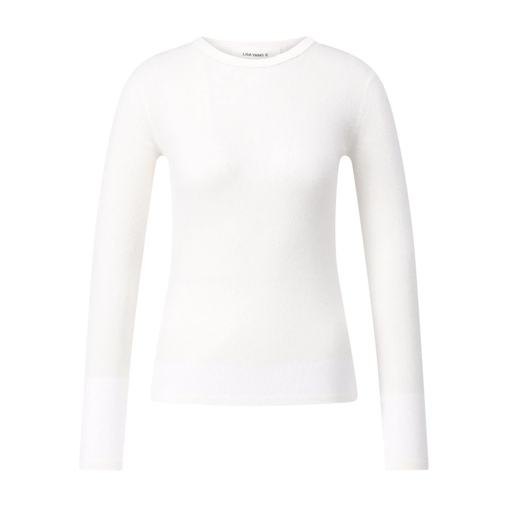 Lisa Yang Kasjmier Geribbeld Shirt met Lange Mouwen White Dames