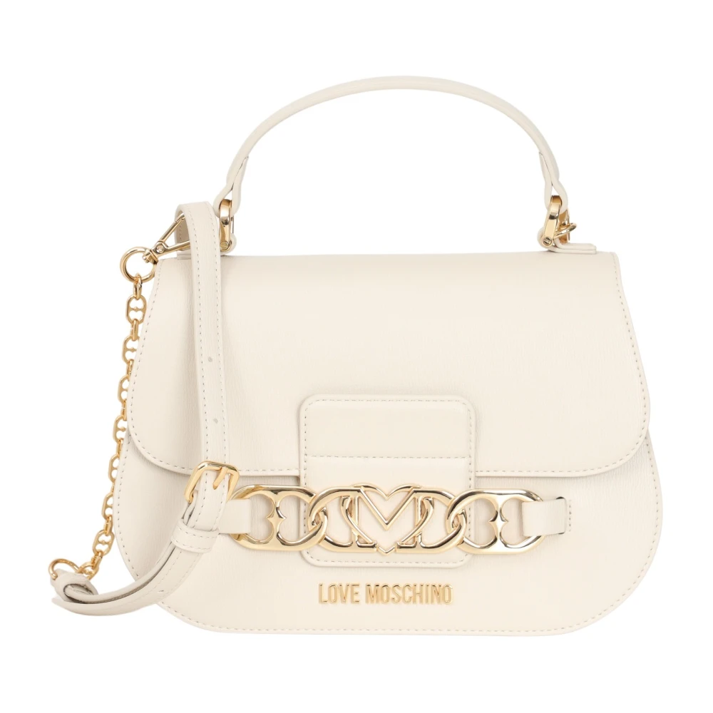 Love Moschino Ivoor Handtas met Hartenketting Beige Dames