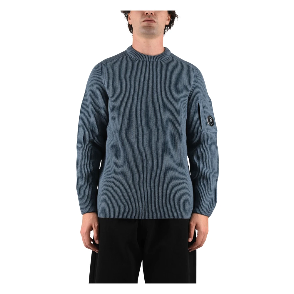 C.p. Company , Round-Neck Knitwear, Male, Blue, L, Full Rib Crewneck