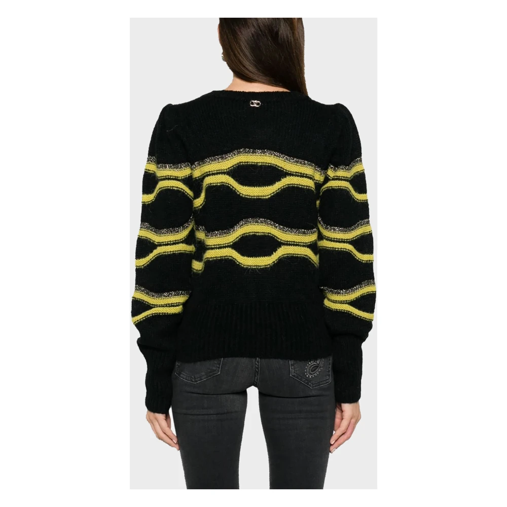 Liu Jo Stijlvolle Ronde-hals Gebreide trui Black Dames