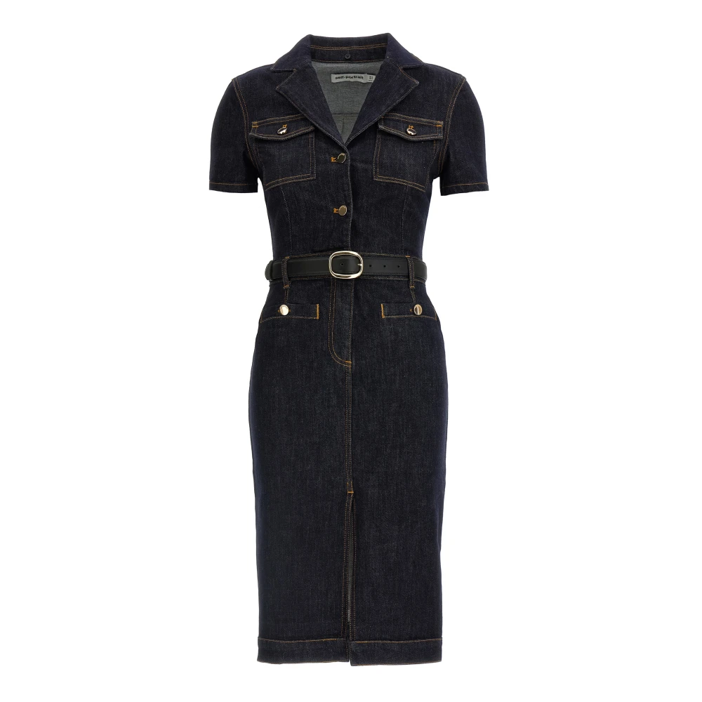 Self Portrait Women's Blue Midi Dresses, Xs, Denim Midi Dress