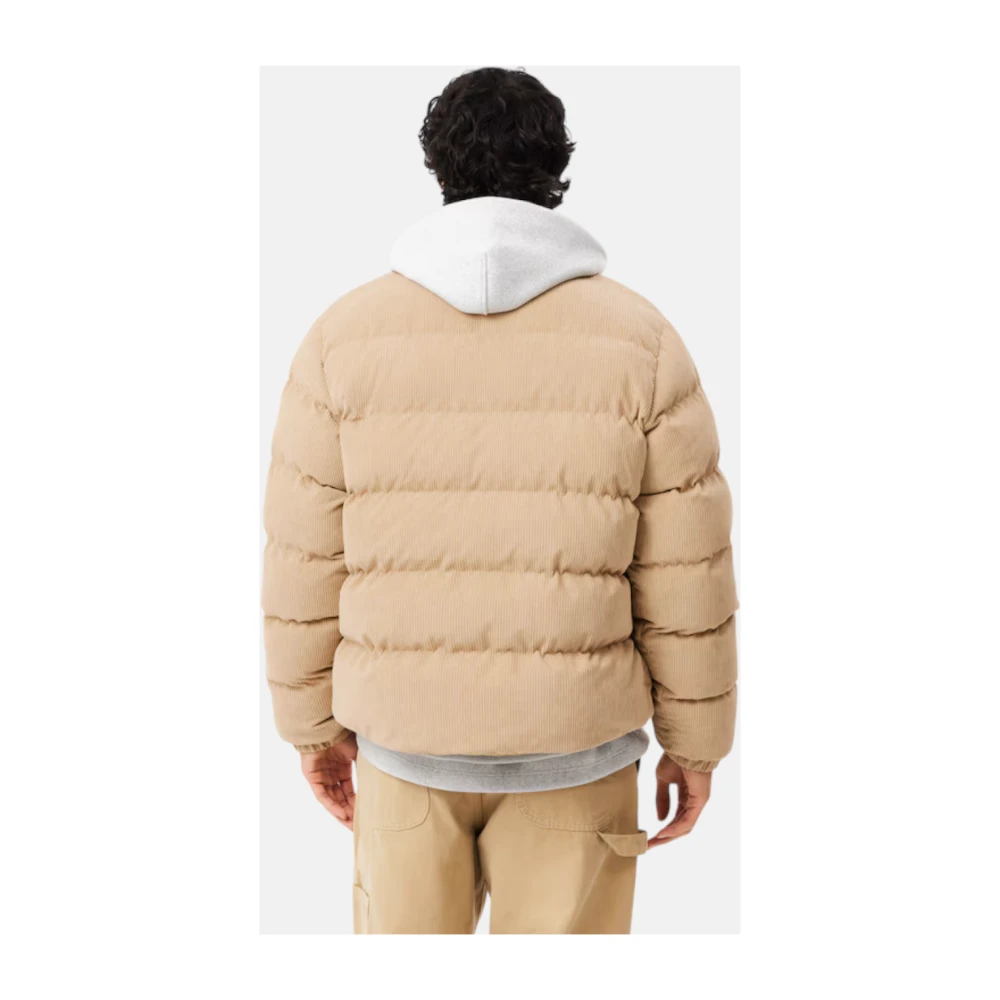 Lacoste Gewatteerde Ribfluwelen Jas Beige Heren