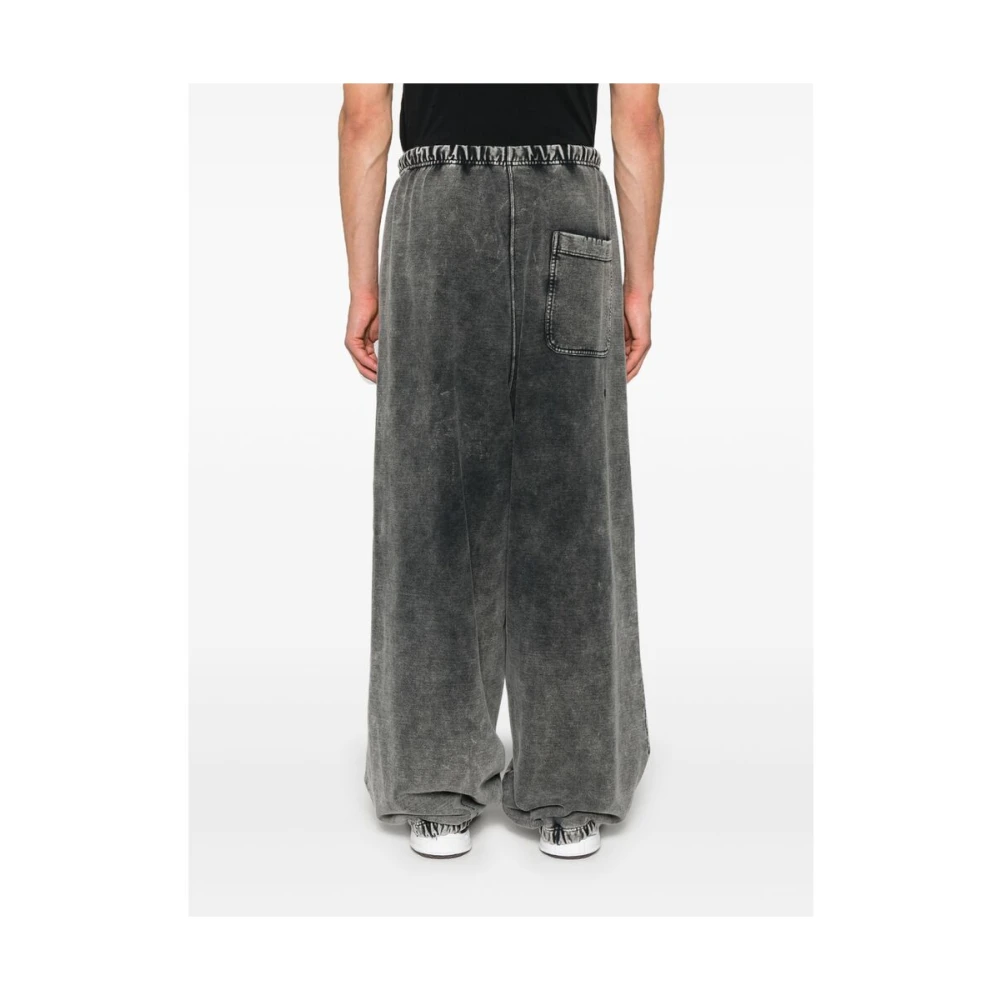 Mihara Yasuhiro Versleten Katoenen Jersey Wijde Broek Black Heren