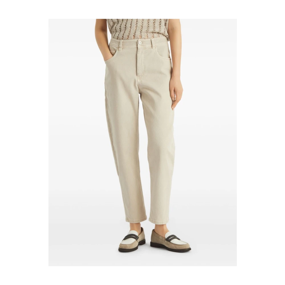 BRUNELLO CUCINELLI Beige Broek met Klassieke Vijf Zakken Beige Dames