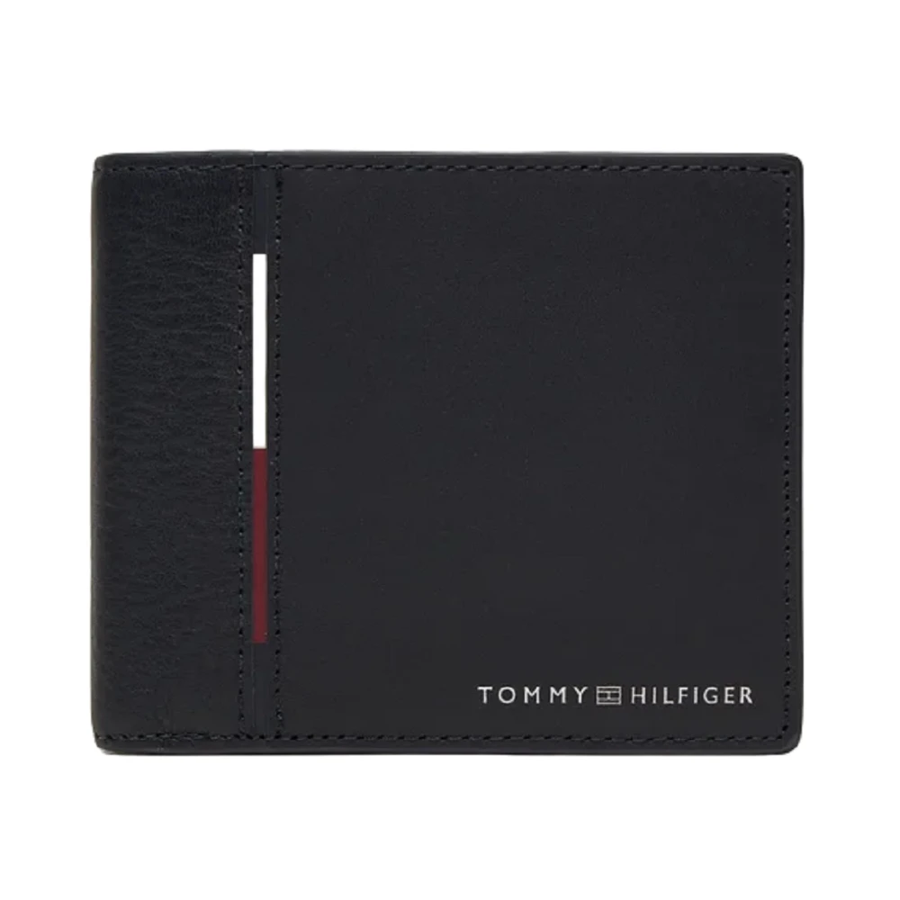 Tommy Hilfiger Zwarte Leren Portemonnee Sportief Casual Black Heren