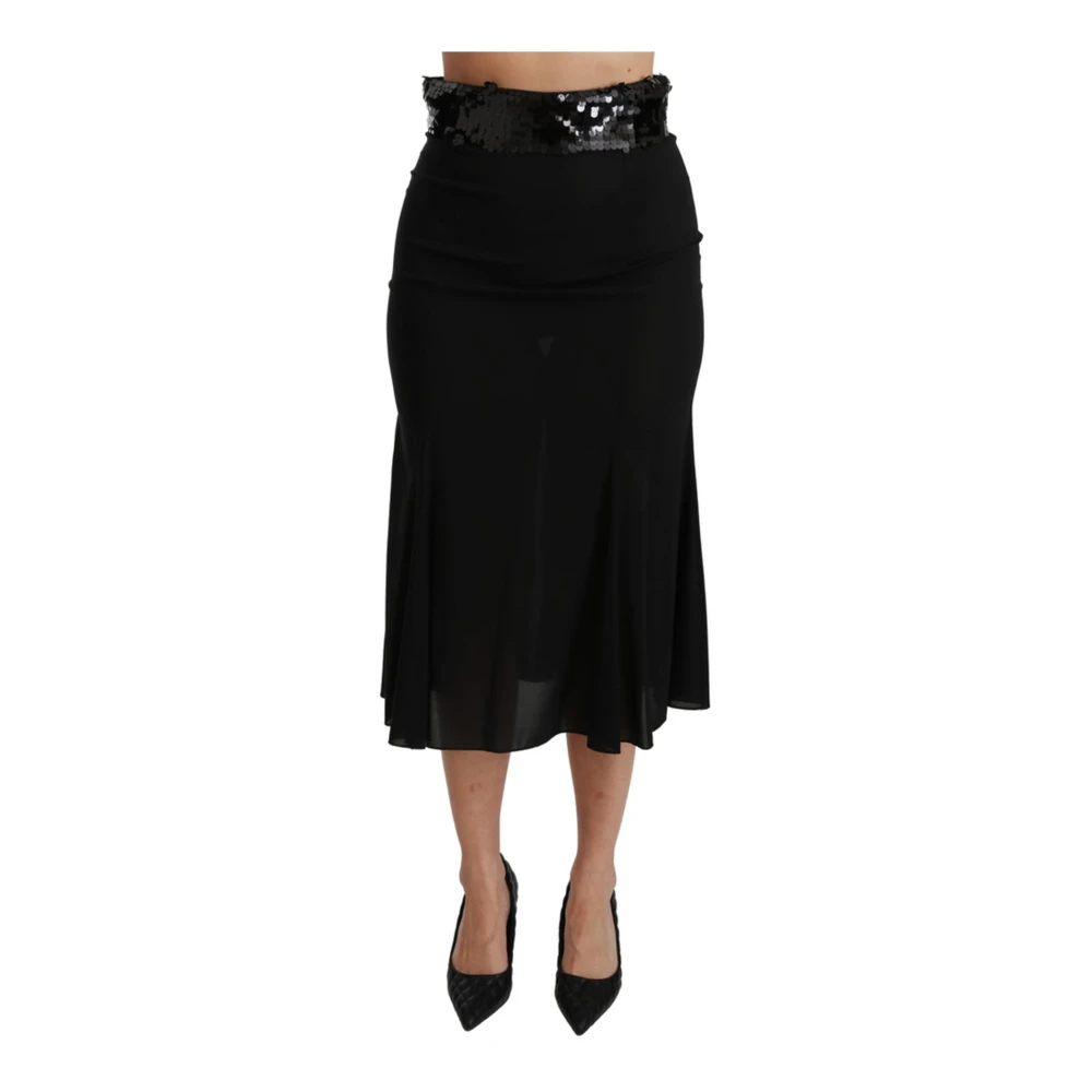 Dolce & Gabbana Women's Black Sequin High Waist Skirt