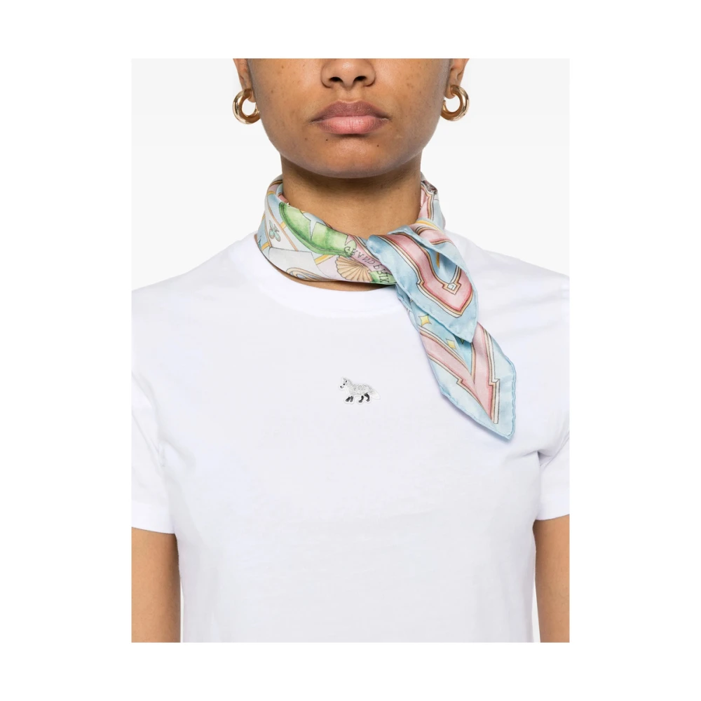 Maison Kitsuné Witte Ronde Hals Korte Mouwen T-shirt White Dames