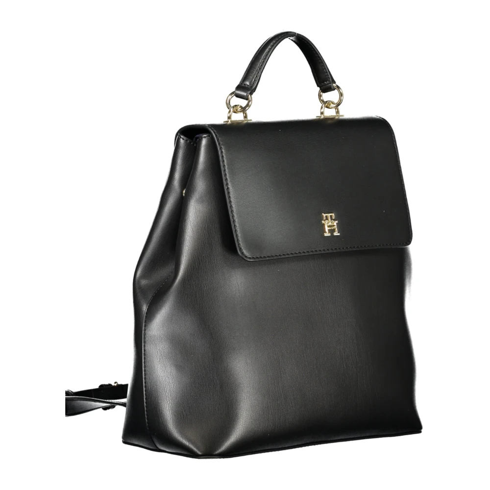 Tommy Hilfiger Zwarte Damesrugzak Uitbreidbaar met Logo Black Dames