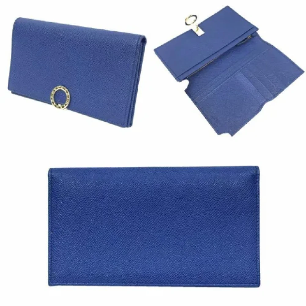 Bvlgari Vintage Pre-owned Leather wallets Blue Dames