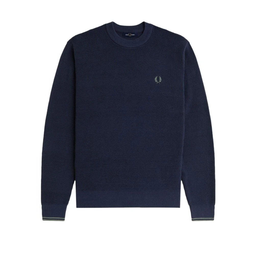 Fred Perry , Round-Neck Knitwear, Male, Blue, S, Round-Neck Knitwear