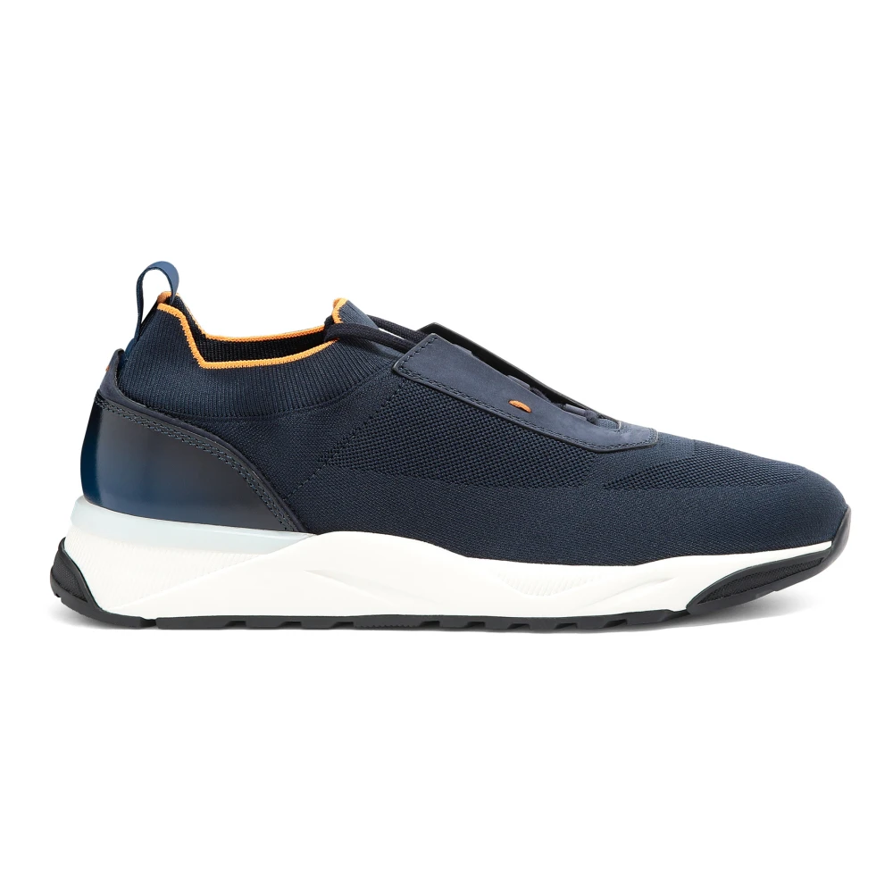 SANTONI - Sneakers blu in tessuto elastico - Uomo - Taglia 9+ - Immagine 2