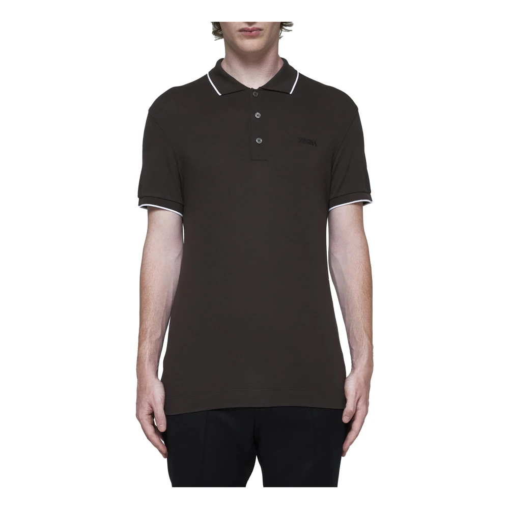 Ermenegildo Zegna Donkerbruin Polo Shirt met Logo Brown Heren
