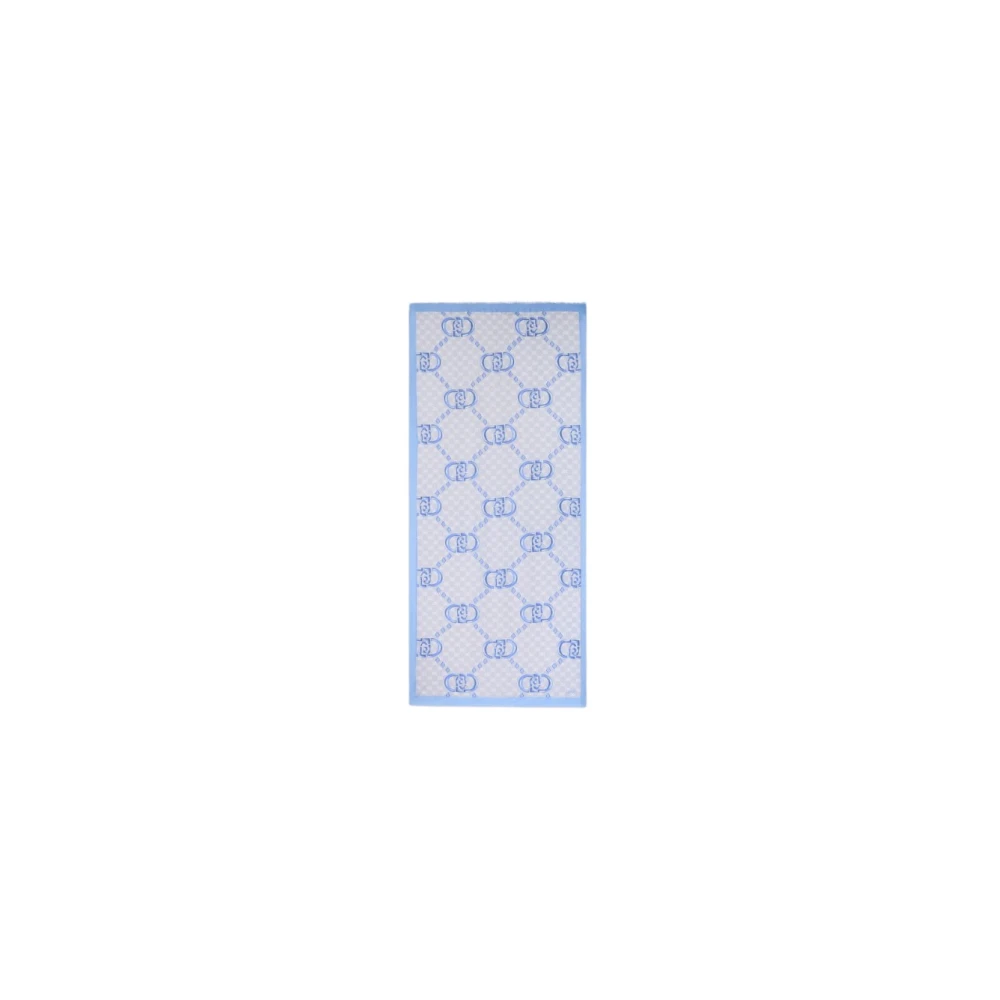 Liu Jo Logo Sketch Stola met Franje Randen Blue Dames