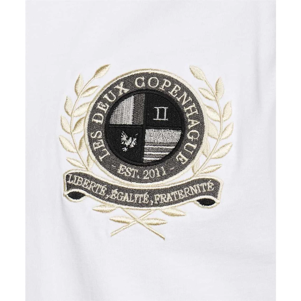 Les Deux Katoenen Rib Crew T-shirt White Heren