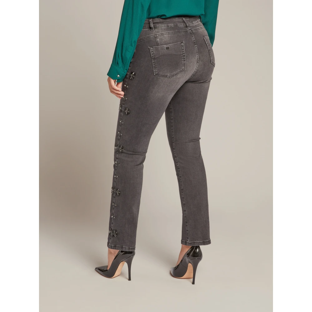 Elena Mirò Handgeborduurde jeans Gray Dames