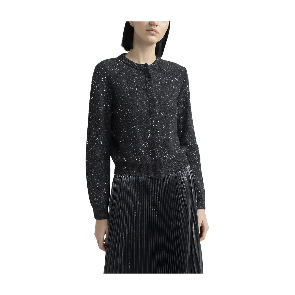 PESERICO Wollen kasjmier vest met pailletten Gray Dames