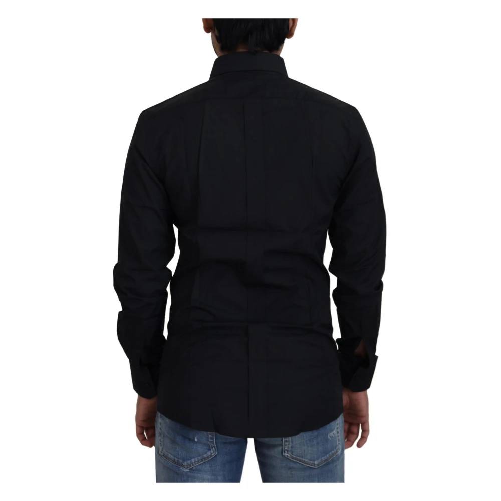 Dolce & Gabbana Elegante zwarte katoenen overhemd Black Heren