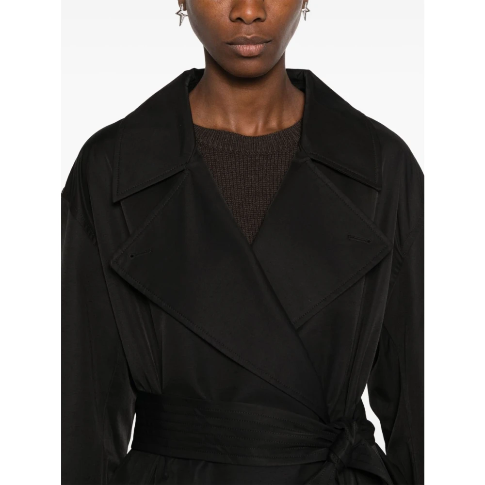Studio Nicholson Zwarte waterafstotende double-breasted jas Black Dames