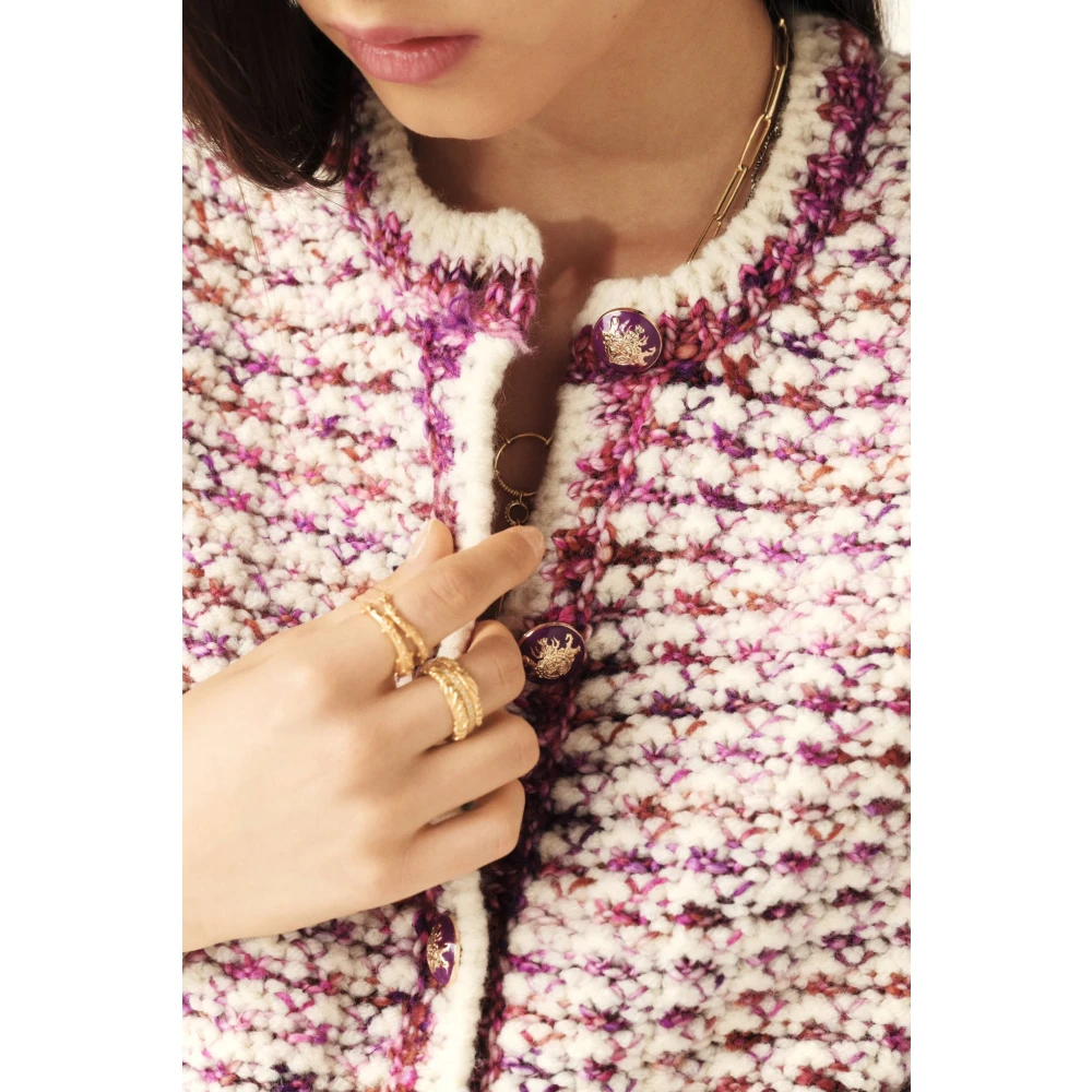 BA&SH Korte Gebreide Jas met Couture Stijl Blue Dames
