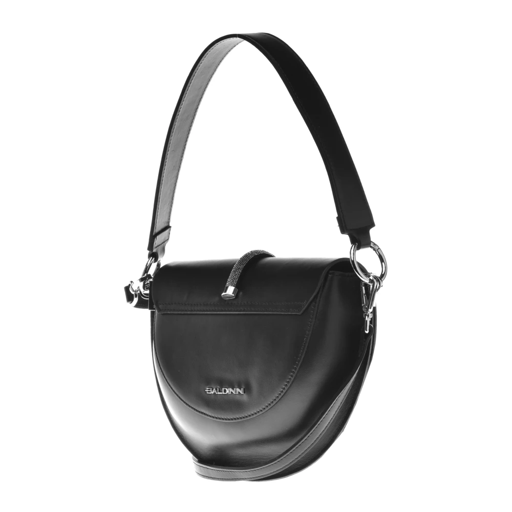 Baldinini Zwarte leren schoudertas Black Dames