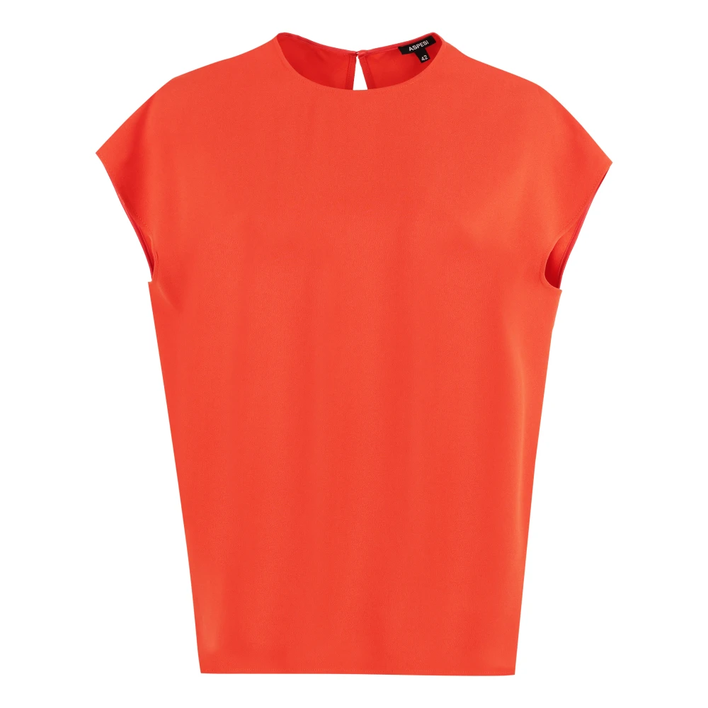Aspesi Button Back Crêpe Blouse Orange Dames