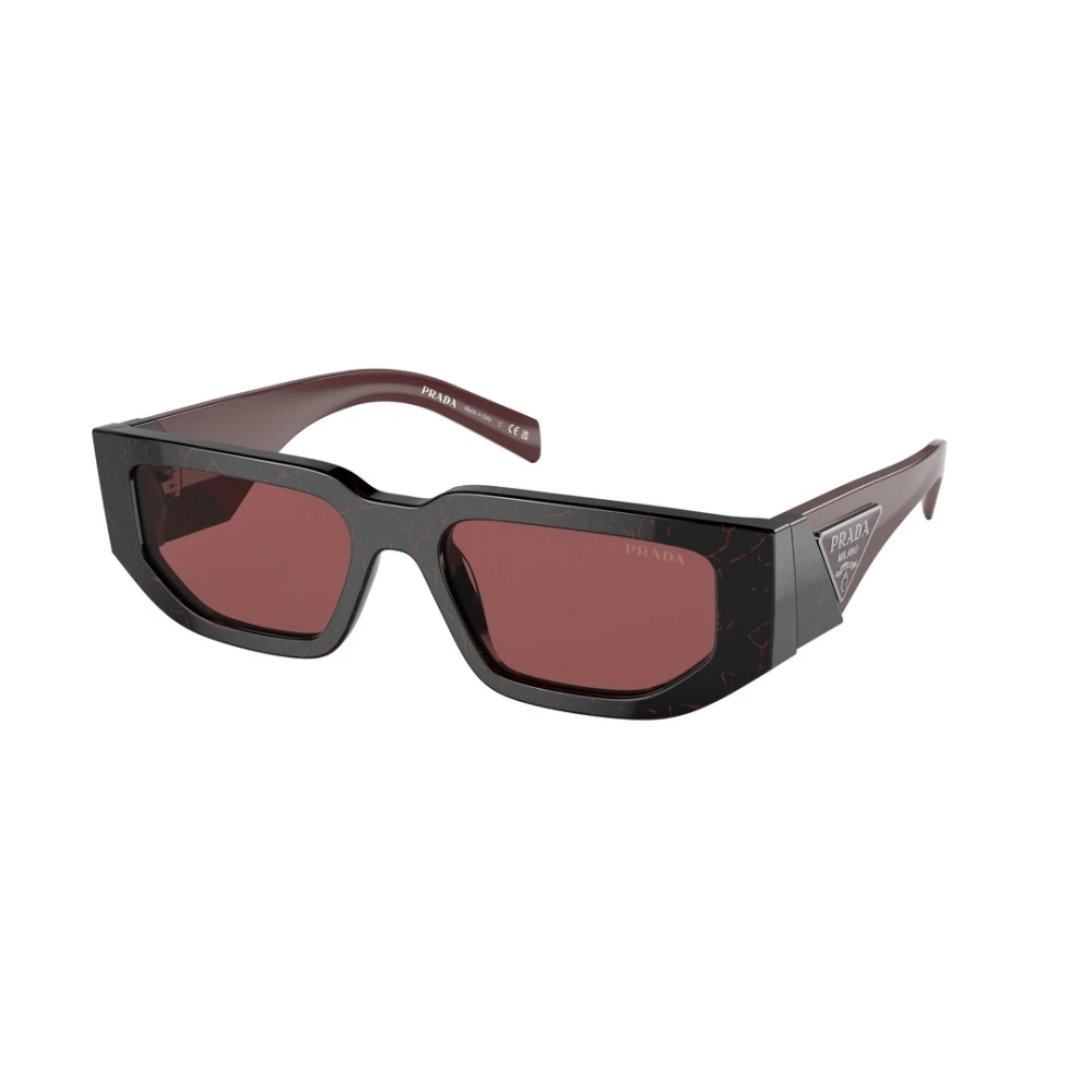 Prada Rechthoekige zonnebril met donkerpaarse lenzen Black Unisex