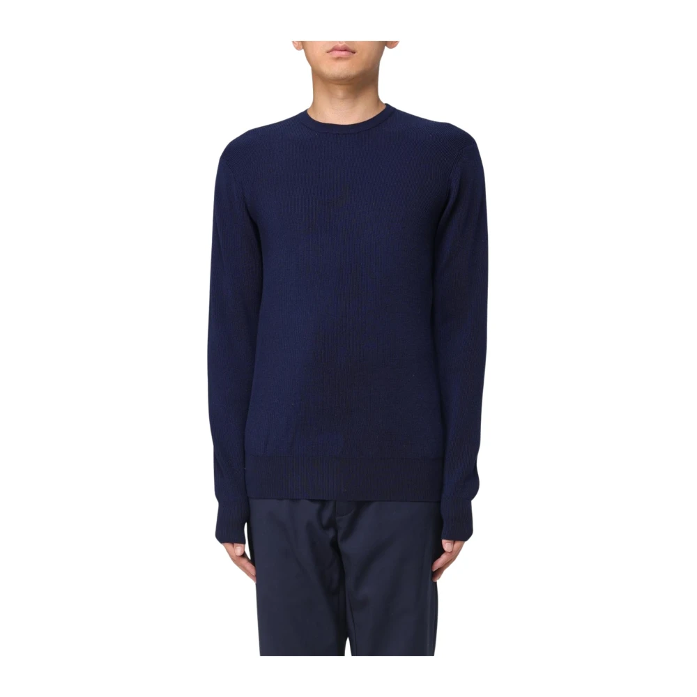 Aspesi Wollen Crew Neck Regular Fit Trui Blue Heren