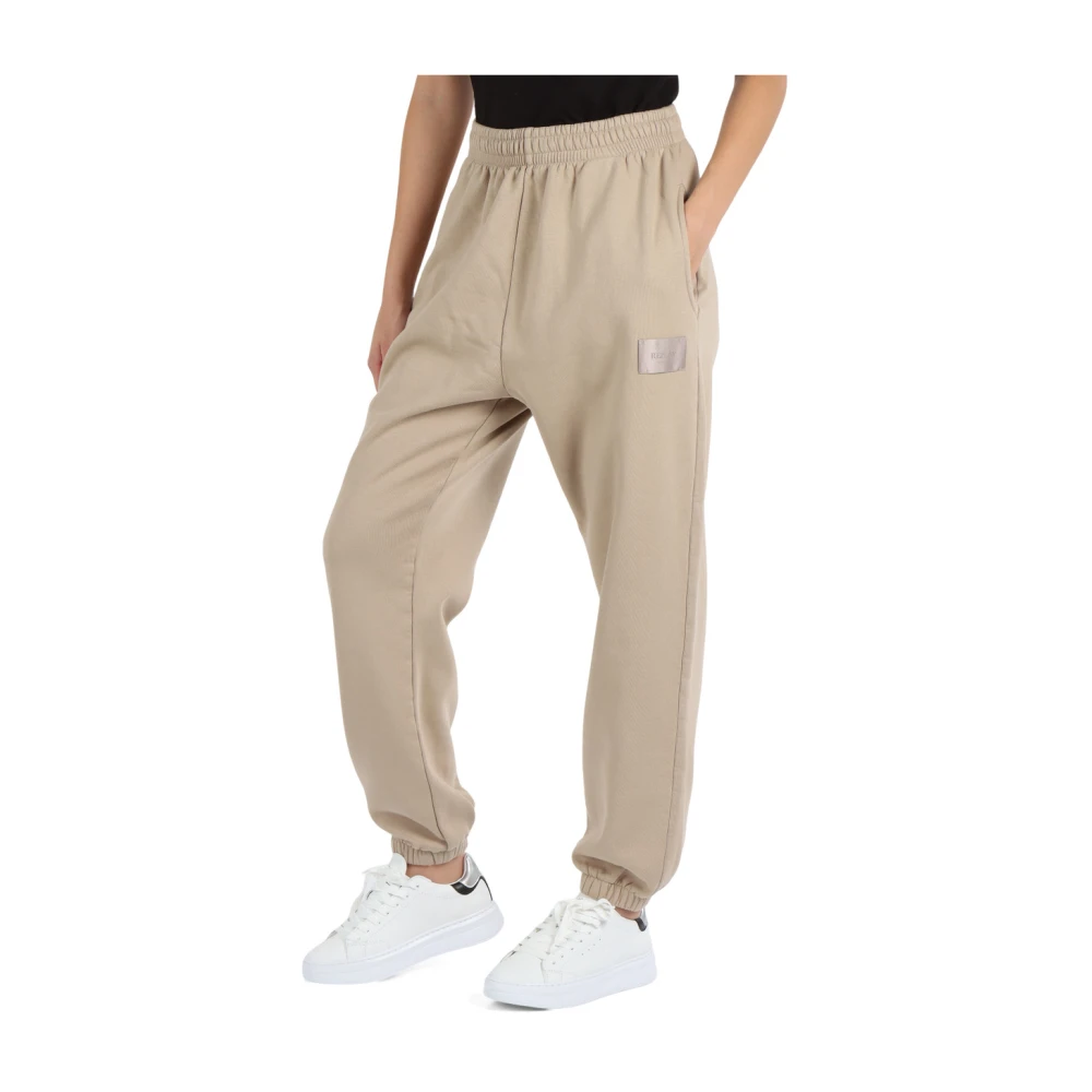 Replay Sportieve katoenen sweatpants met elastische taille Beige Dames