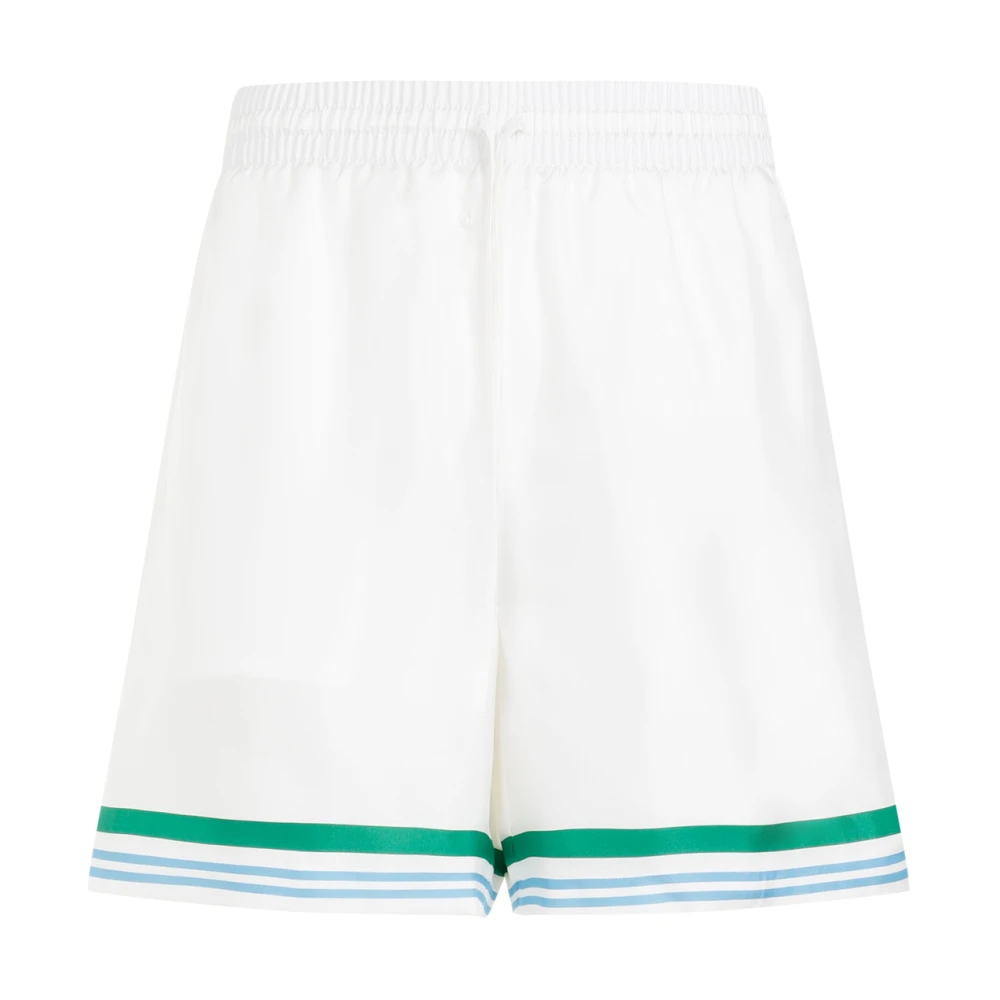 Casablanca Witte zijden shorts met strepen White Heren