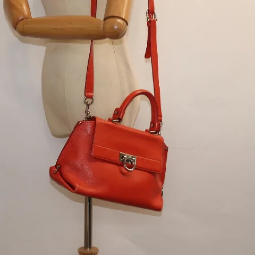 Salvatore Ferragamo Pre-owned Leather handbags Orange Dames