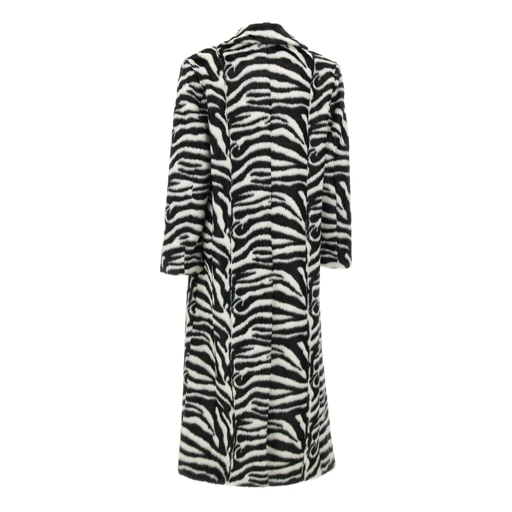 Rotate Birger Christensen Zebra Animalier Pony Hair Coat Black Dames