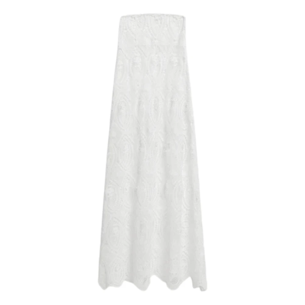 Weili Zheng White Maxi Skirts, Female, S, S26pg11 Long Macramé Lace Skirt