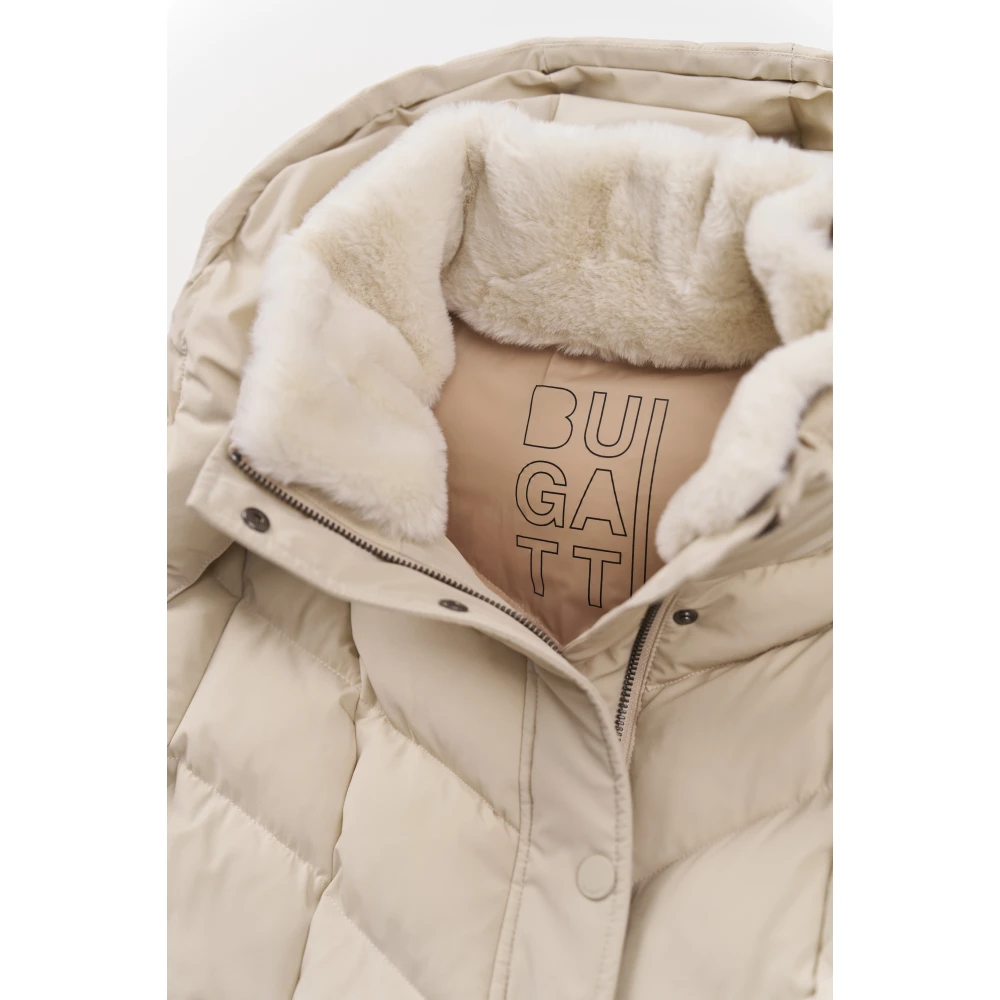 Bugatti Lange gewatteerde jas met afneembare capuchon Beige Dames