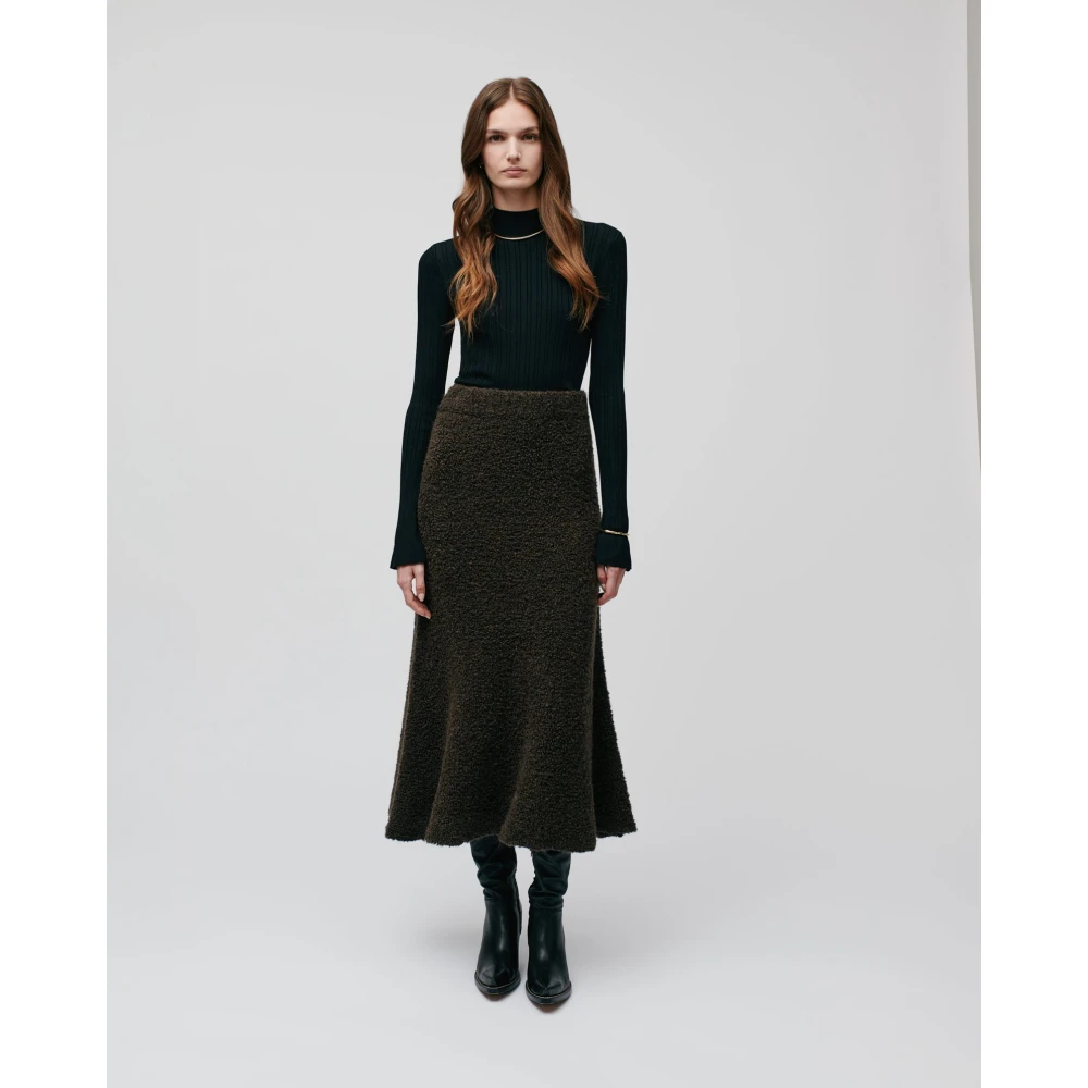 IVY OAK A-lijn Bouclé Rok Elastische Taille Brown Dames