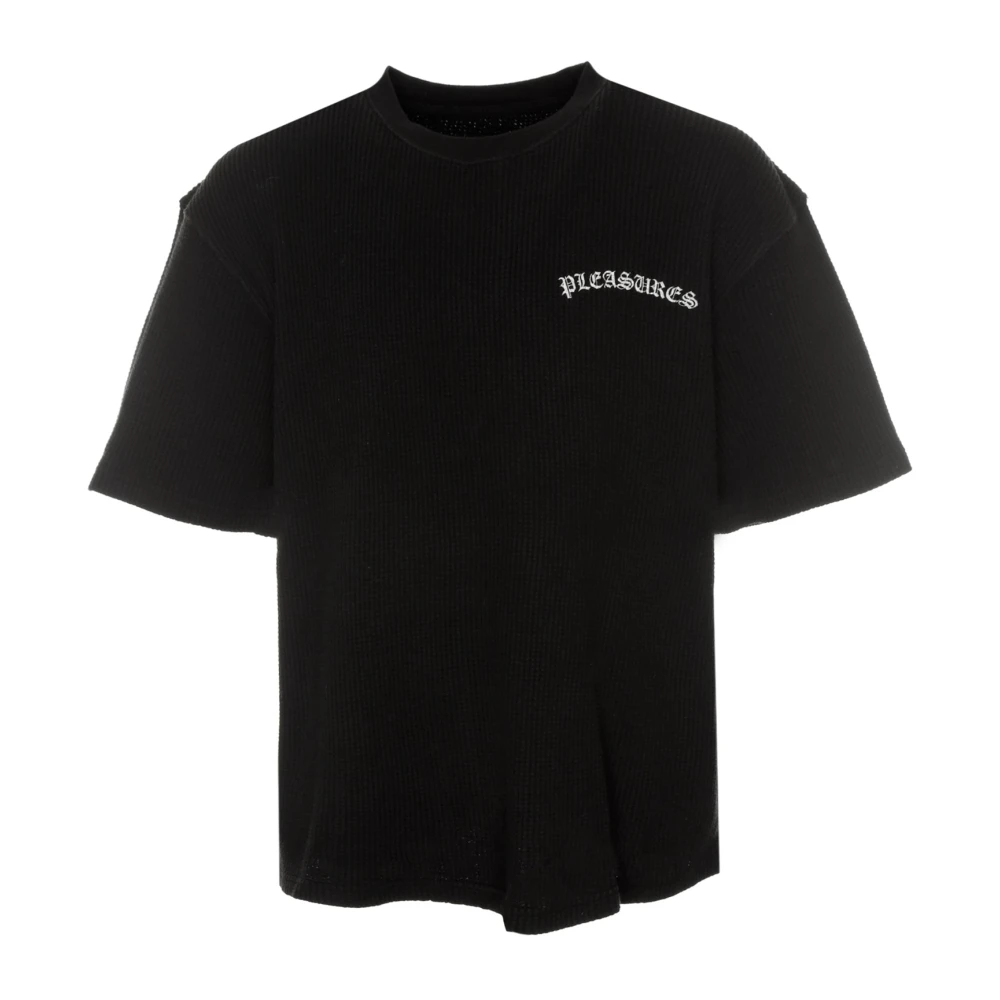 Pleasures Natuurlijke Thermische T-shirt met Wafelstructuur Black Heren