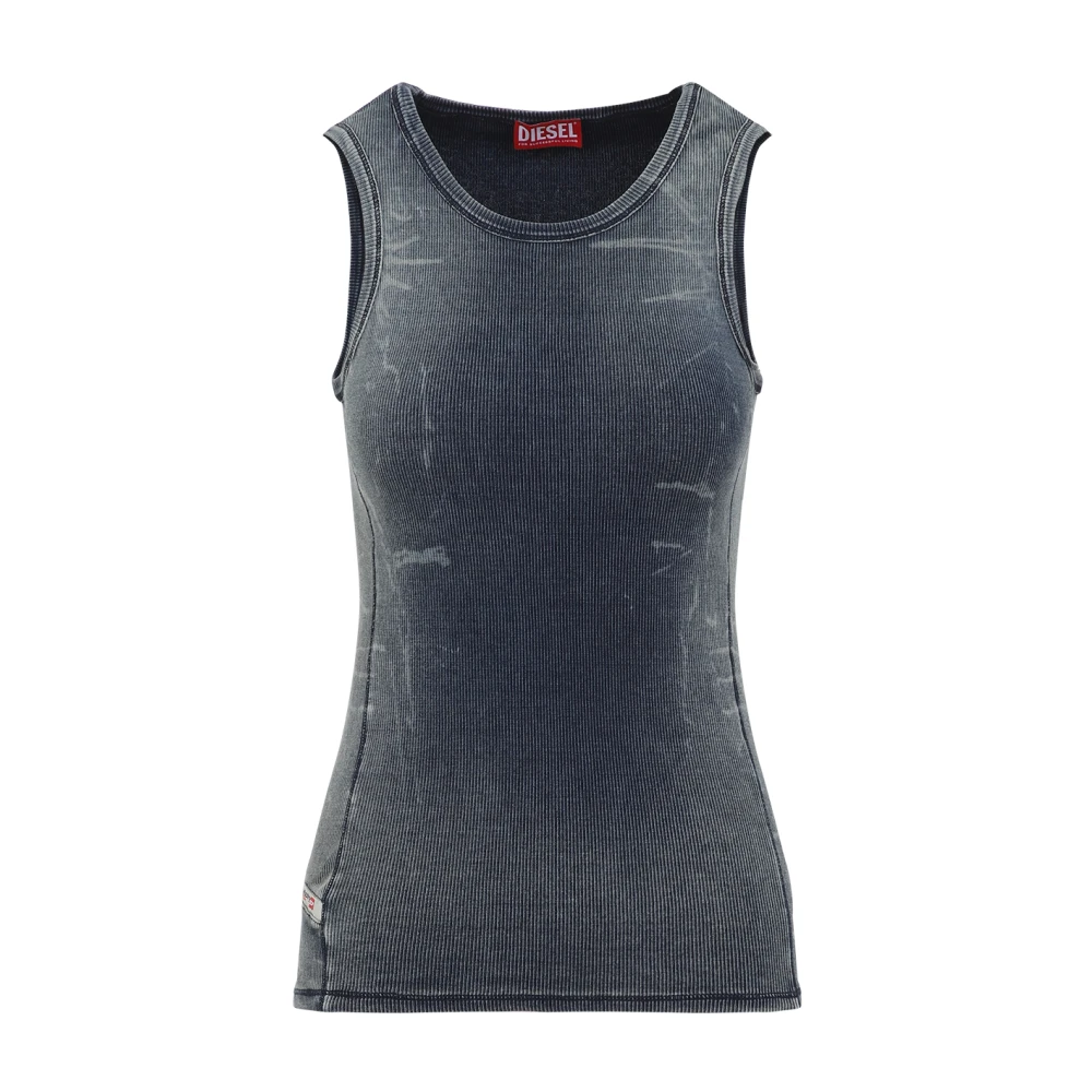 Diesel Geribbelde Grijze Top met Vervaagd Effect Blue