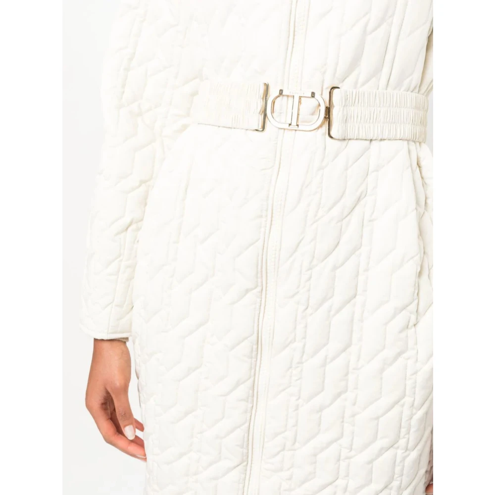 Twinset Gewatteerd jack met ovale riem White Dames