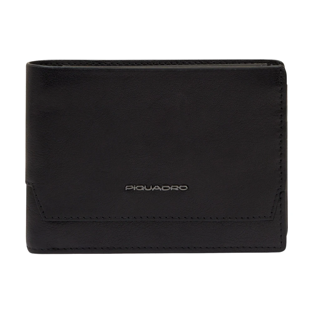 Piquadro Men's Black Wallets & Cardholders, One Size, Wallet With Flip Up Id Window