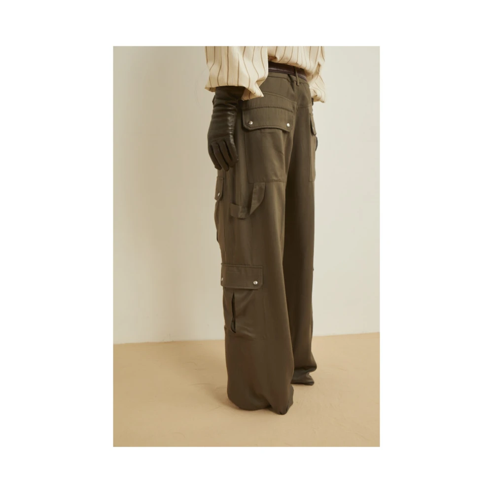 Laurence Bras Cargo Broek Olijfgroen Multipocket Brown Dames