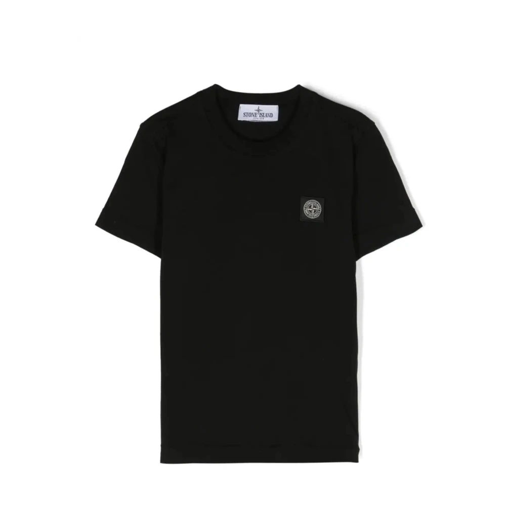 Stone Island Svart T-shirt med Compass Rose Patch Black, Pojke