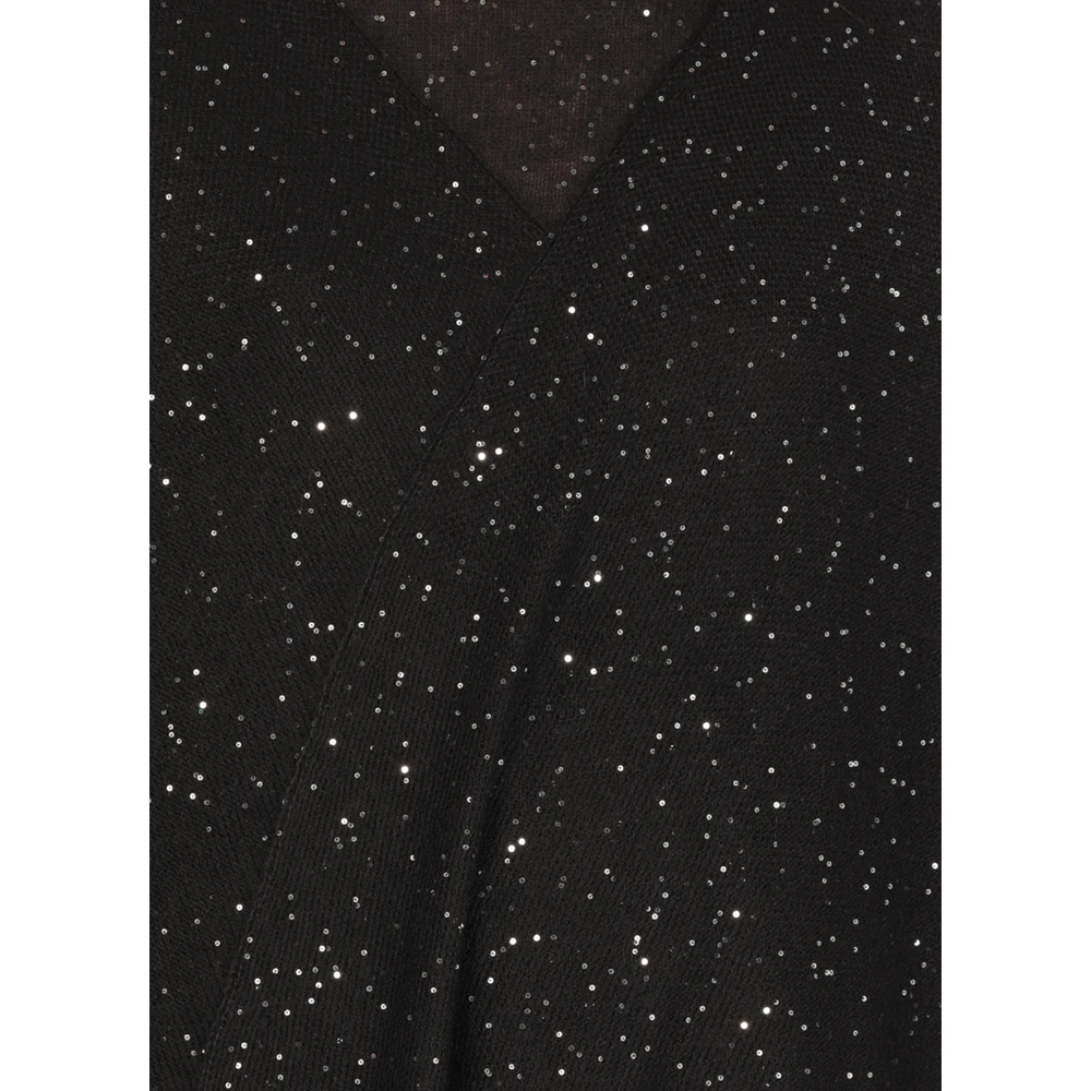 Fabiana Filippi Zwarte pailletten cape jas Black Dames