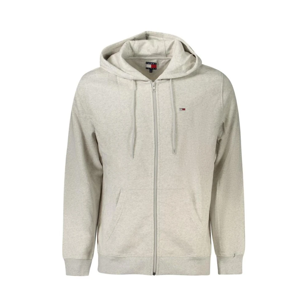 Tommy Hilfiger , Zip-Throughs, Male, Gray, L, Gray Cotton Crew Neck Jumper