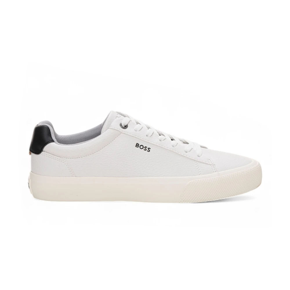 Hugo Men's White Lace-Up Trainers With Contrast Details - Sneakers - 5 Uk - Shoes