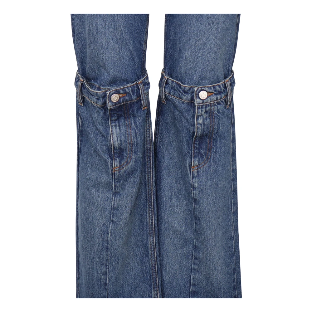 Coperni Blauwe Denim Jeans Rits Knoopsluiting Blue Dames