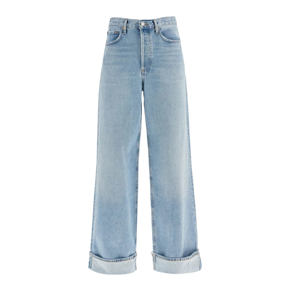 Agolde Wijde Pijp Distressed Denim Jeans Blue Dames
